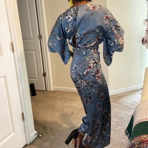 Floral jumpsuit with deep V front and keyhole back - Zara Size XS